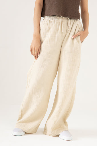 WIDE LEG MUSLIN TROUSER