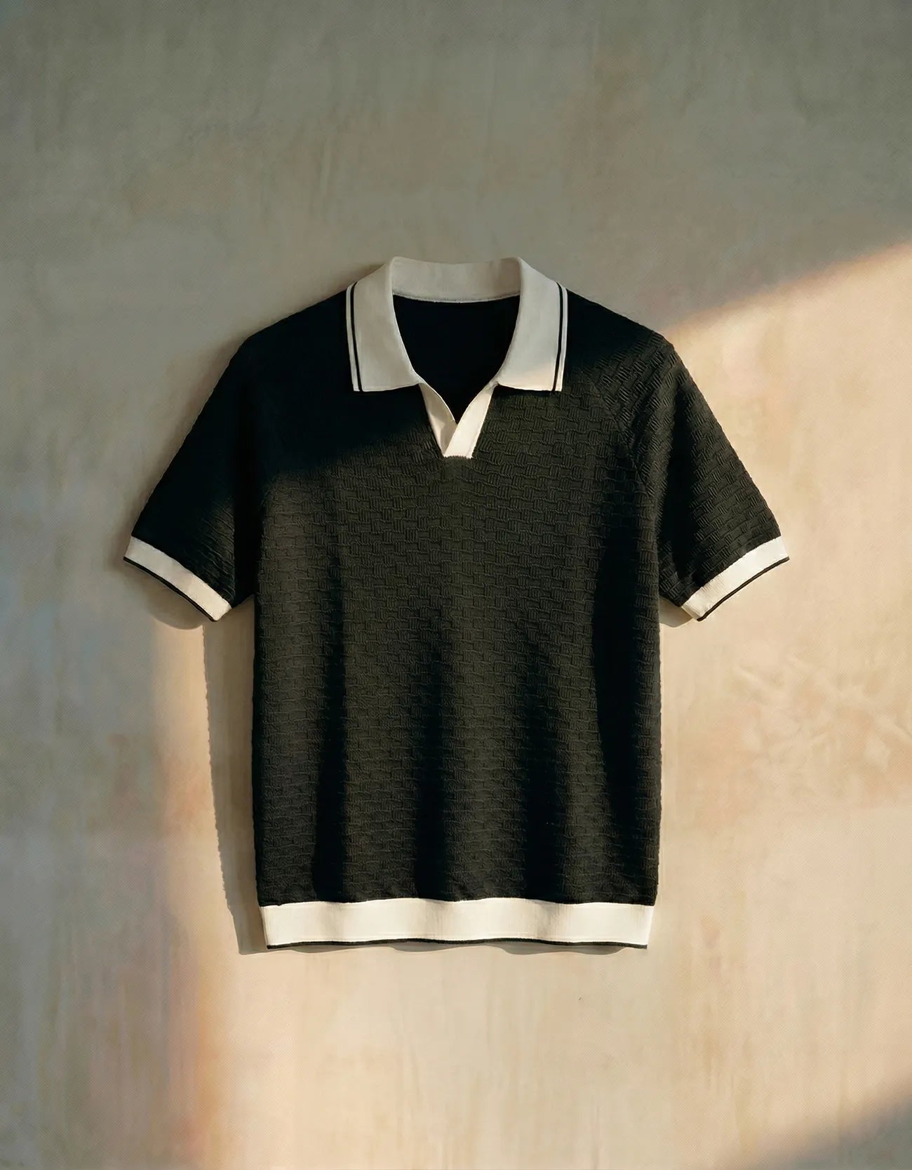 TEXTURED JOHNNY COLLAR SHIRT