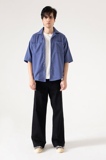 CAMP COLLAR WAFFLE HALF SLEEVES SHIRT