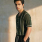 RIBBED TEXTURED CAMP COLLAR SHIRT