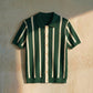 STRIPPED KNITTED CAMP COLLAR SHIRT