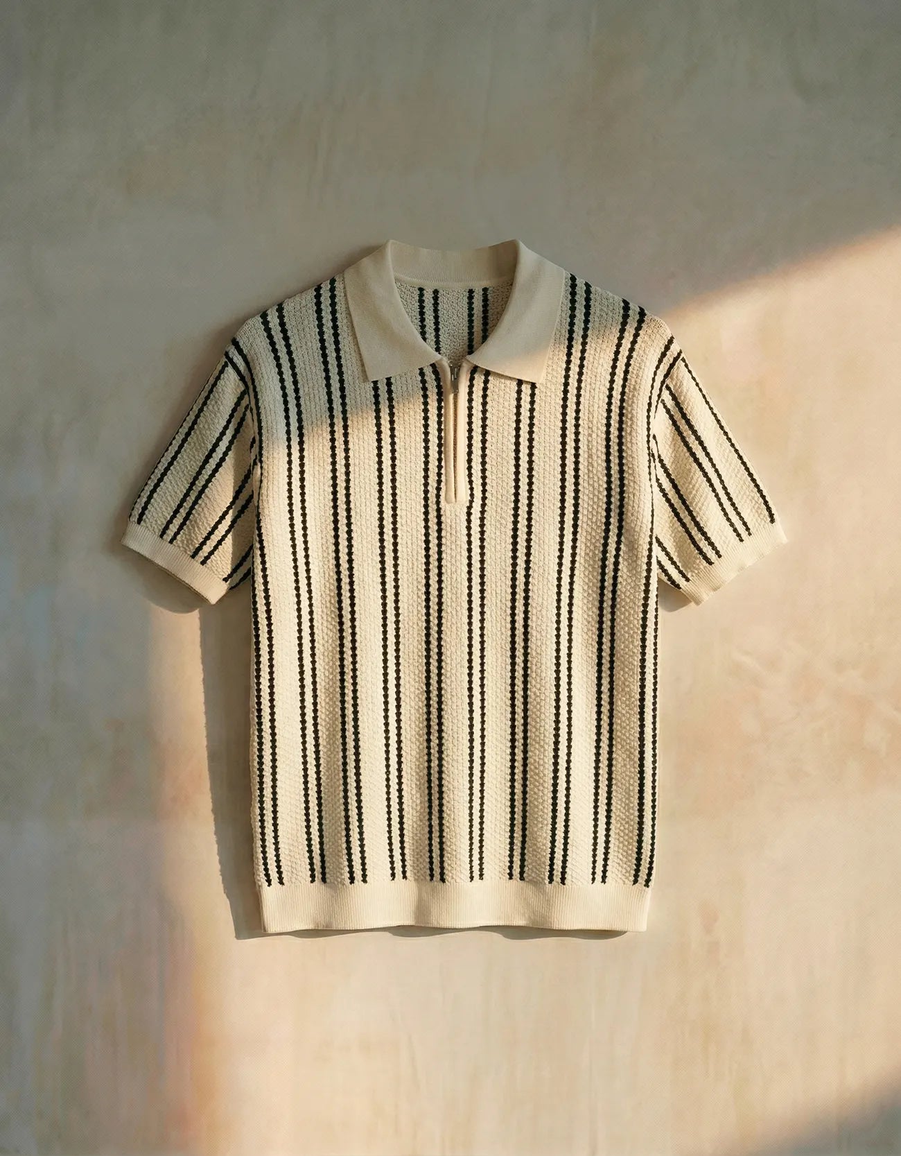 TEXTURED KNIT QUARTER-ZIPPER