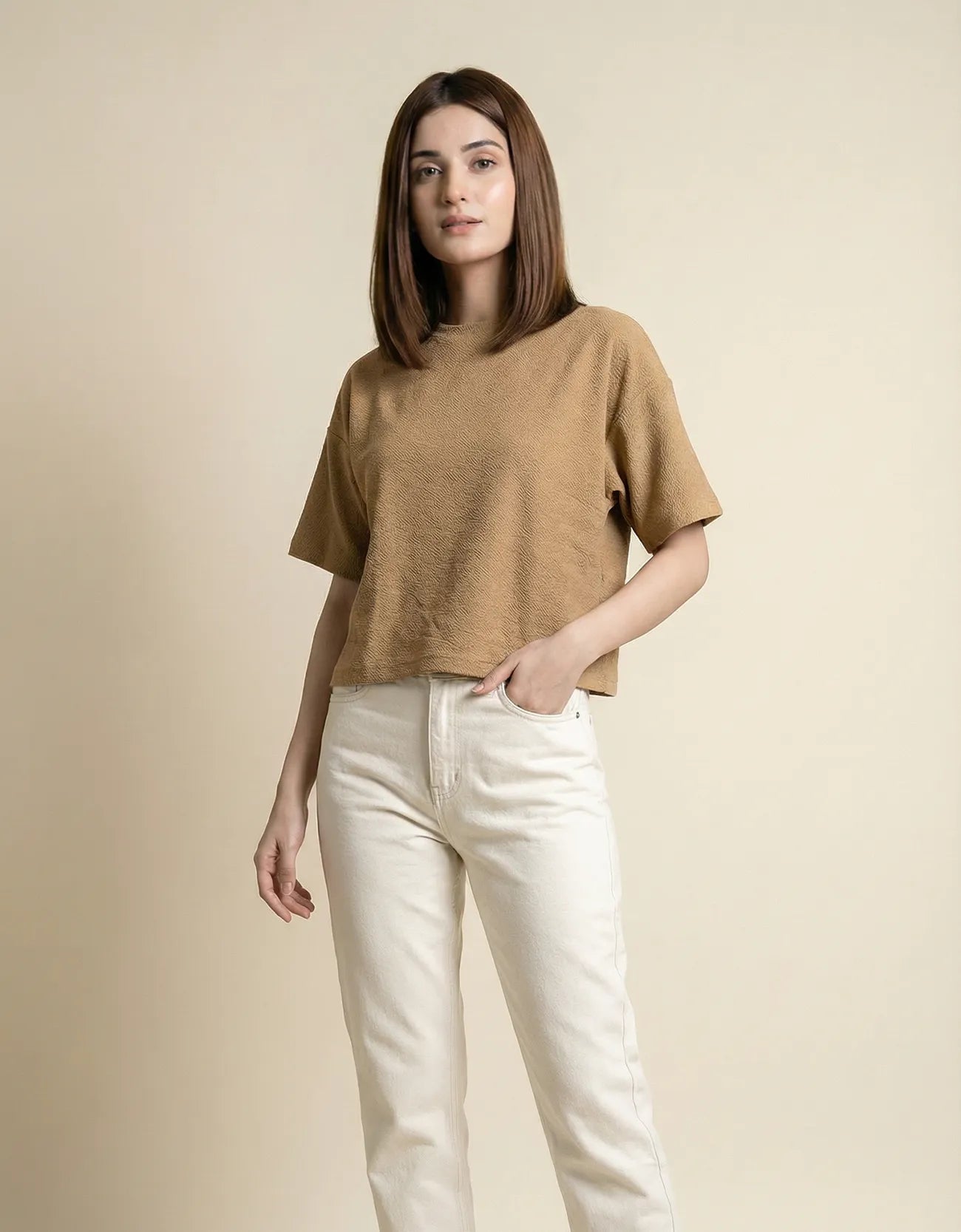 CROP TEXTURED TEE