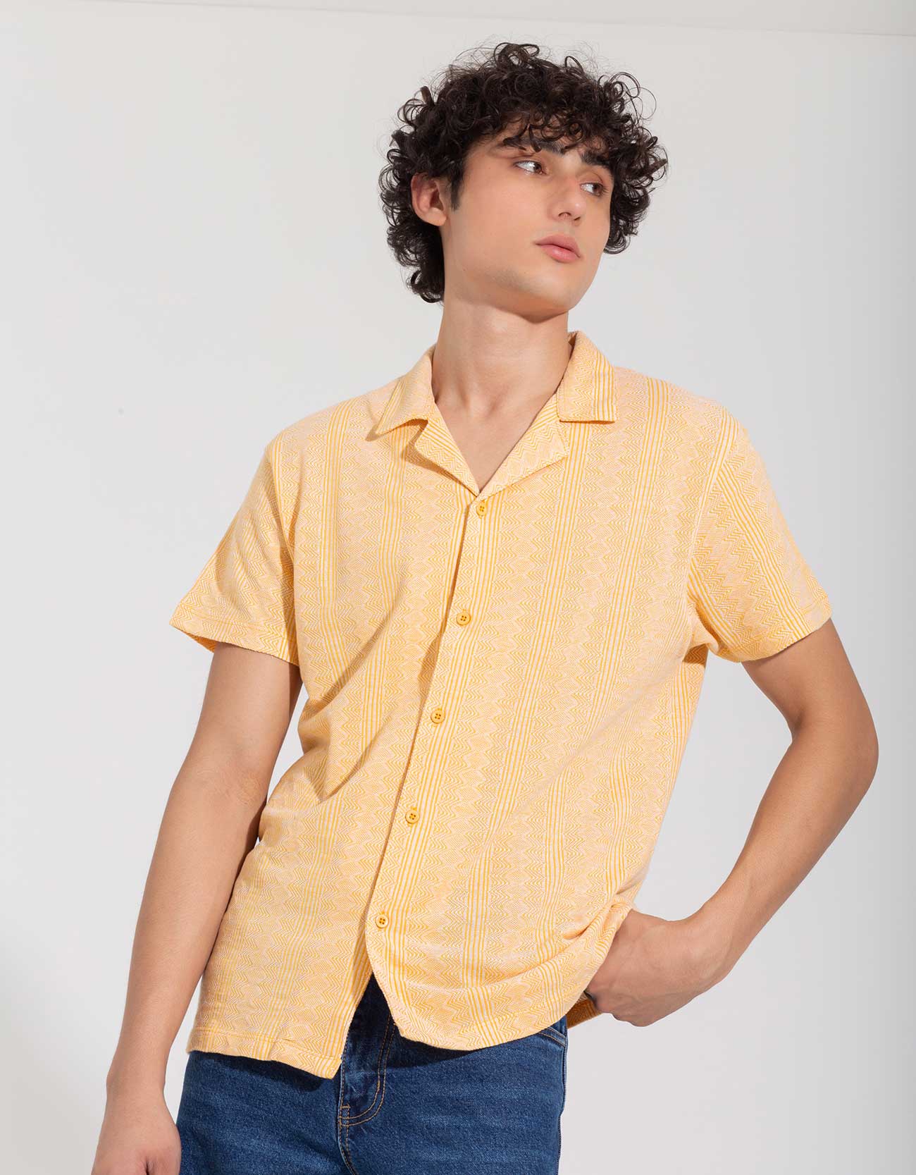 JACQUARD BUTTONDOWN SAFARI SHIRT