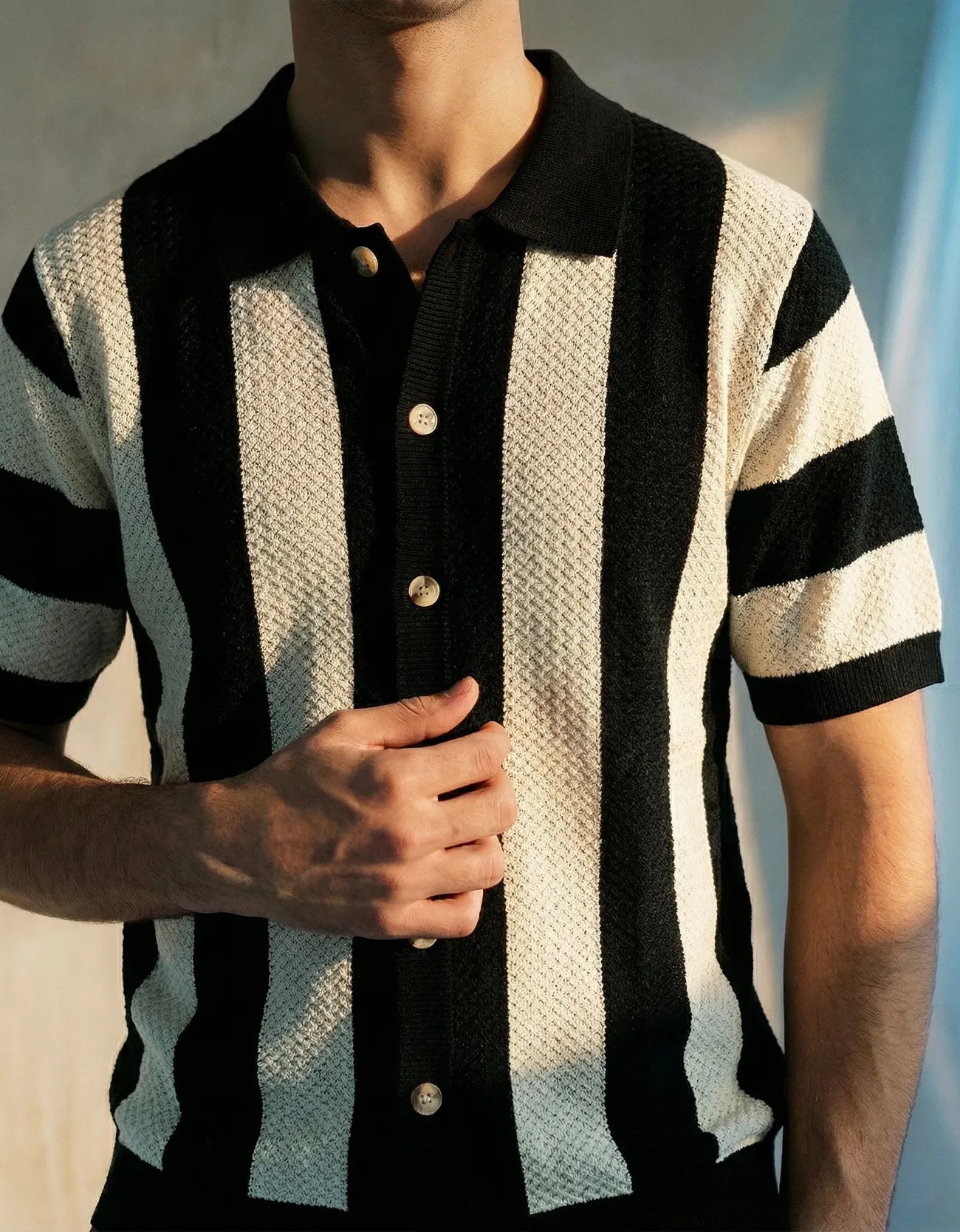 JACQUARD TEXTURE KNITTED SHIRT