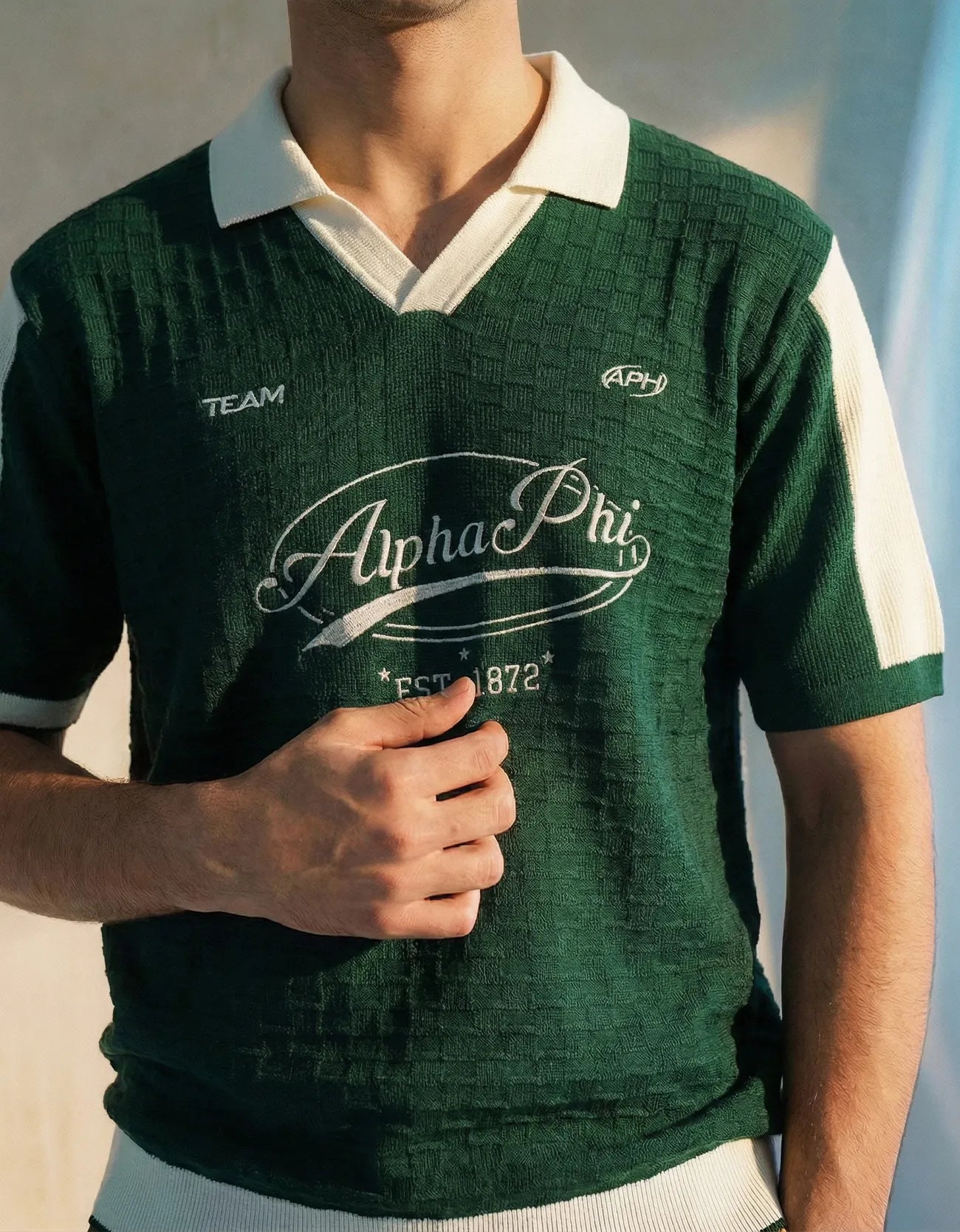 Printed Johnny Collar Polo