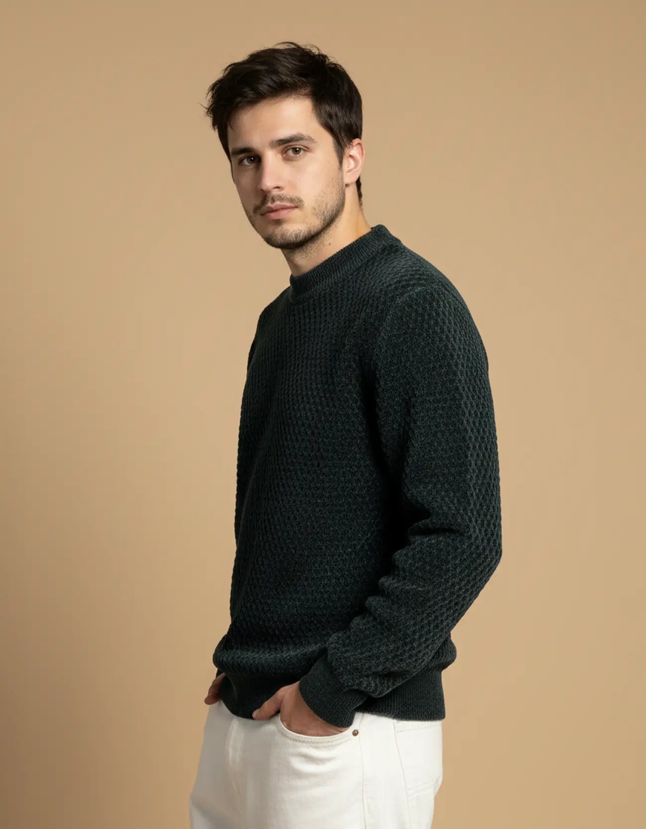 TEXTURED WOOLEN SWEATSHIRT
