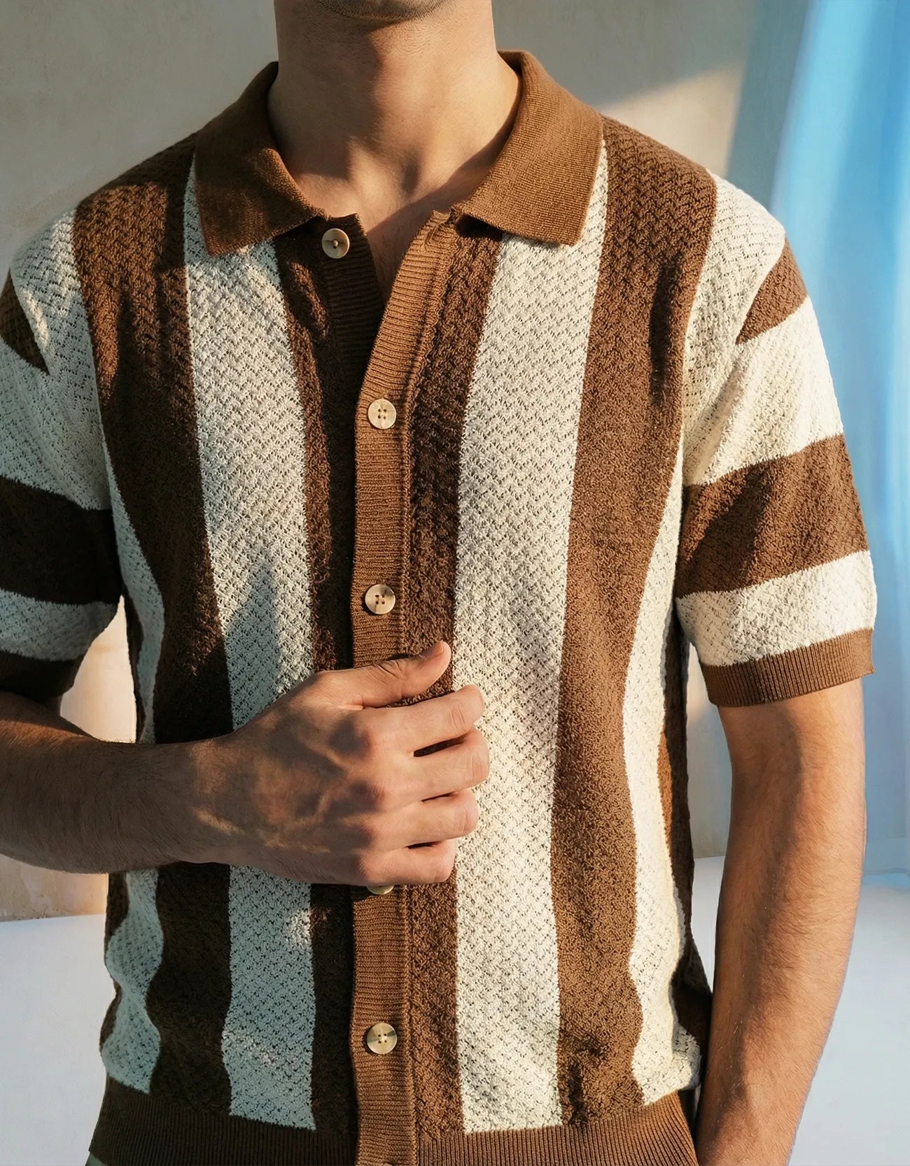 JACQUARD TEXTURE KNITTED SHIRT