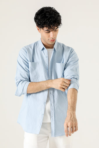 DOUBLE PATCH POCKET TEXTURED SHIRT