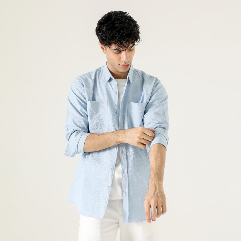 DOUBLE PATCH POCKET TEXTURED SHIRT