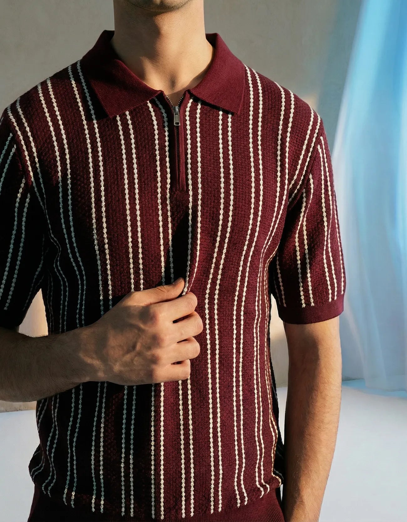 Textured Knit Quarter-Zipper