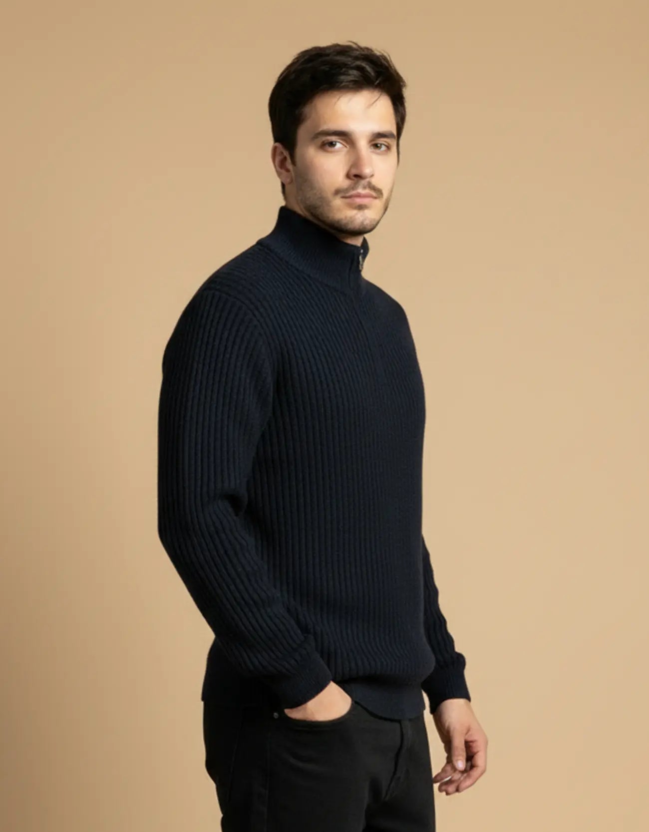 WOLLEN MOCKNECK QUATRE ZIPPER