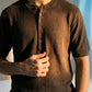 KNITTED QUARTER-BUTTON CREW NECK