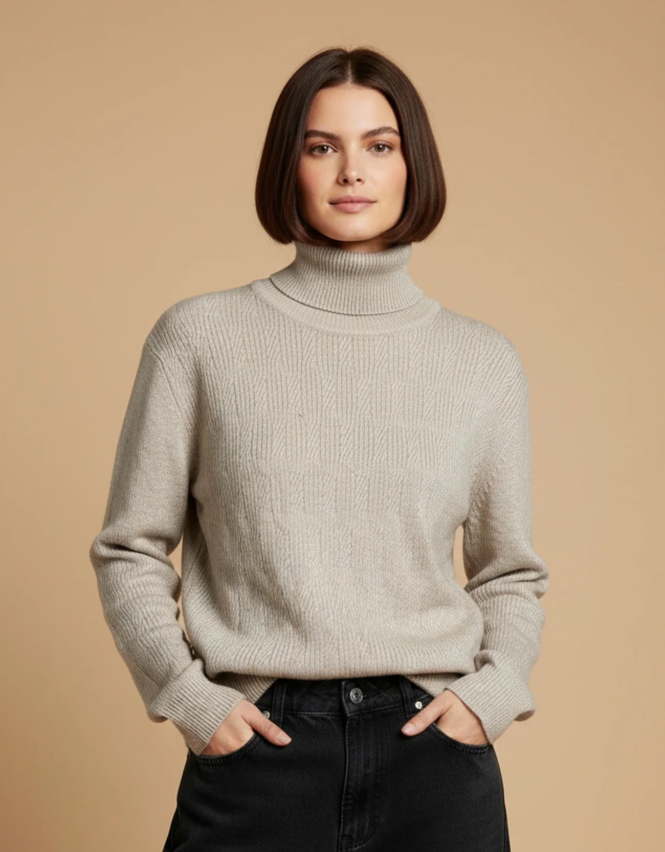 TEXTURED TURTLENECK