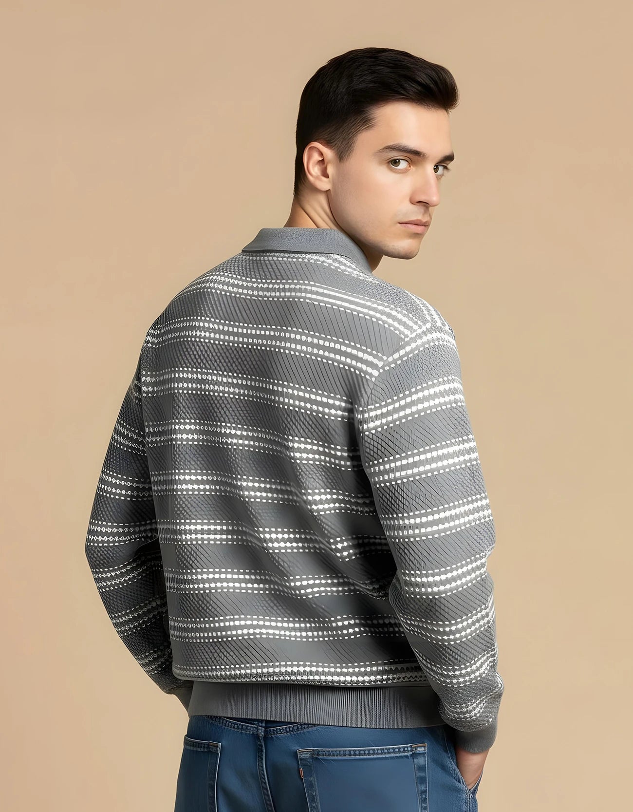 TEXTURED POLO SWEATER