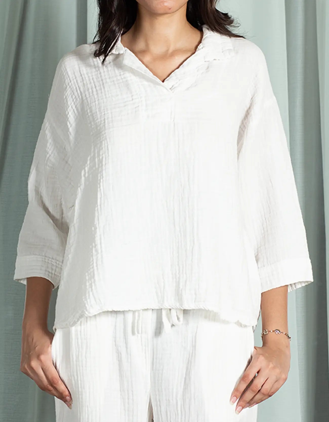 MUSLIN JHONNY COLLAR SHIRT
