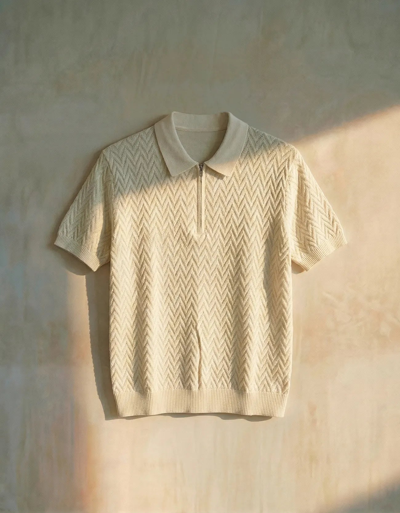 CHAVERON TEXTURED QUARTER ZIP POLO