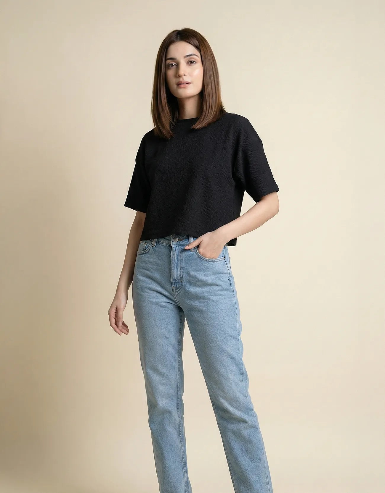 CROP TEXTURED TEE