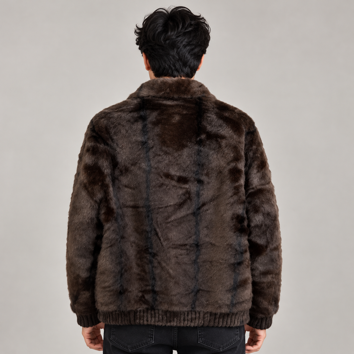 PLUSH TAILORED JACKET - BROWN