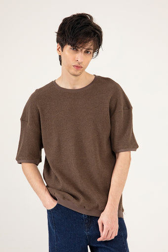 BASIC TEXTURED CREW NECK TEE