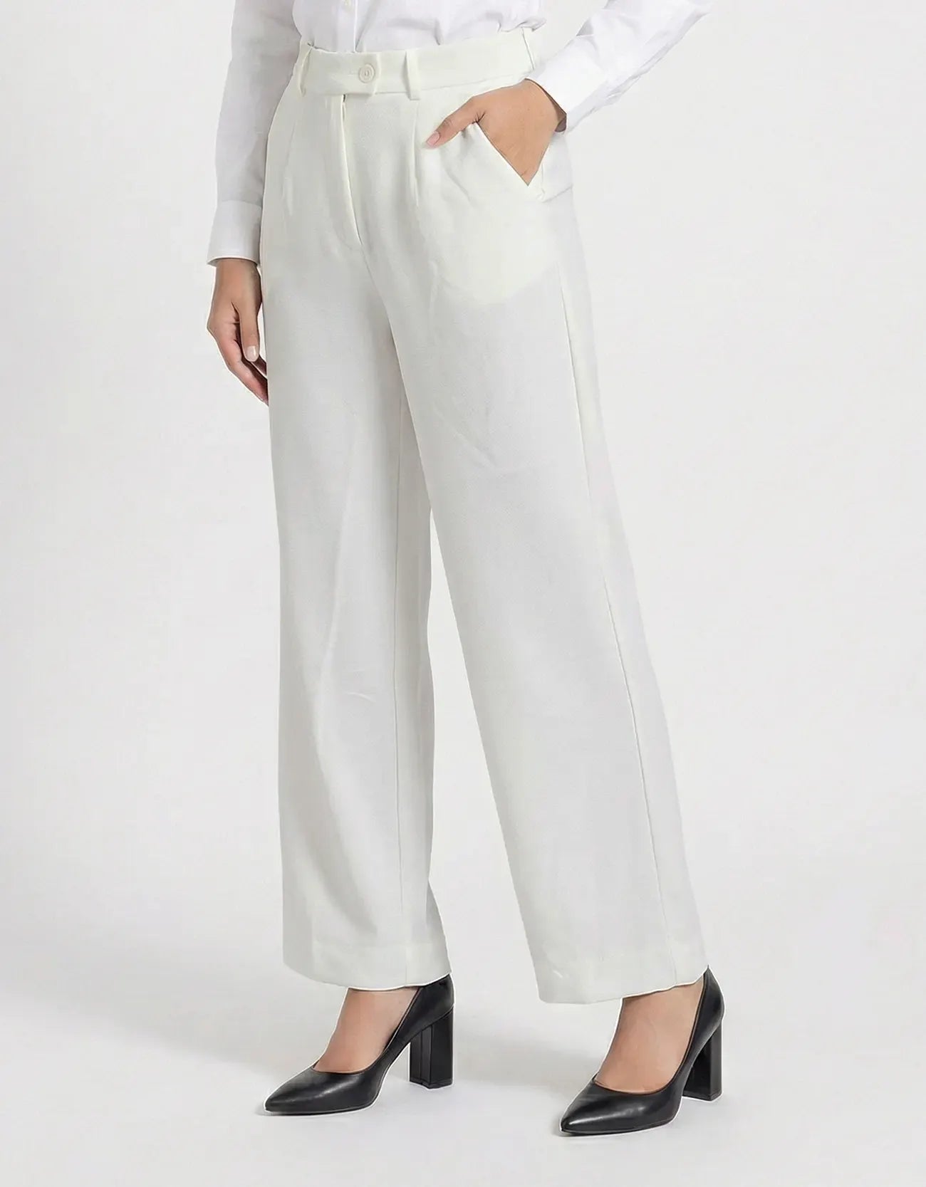 LINEN BOOT-CUT TROUSERS