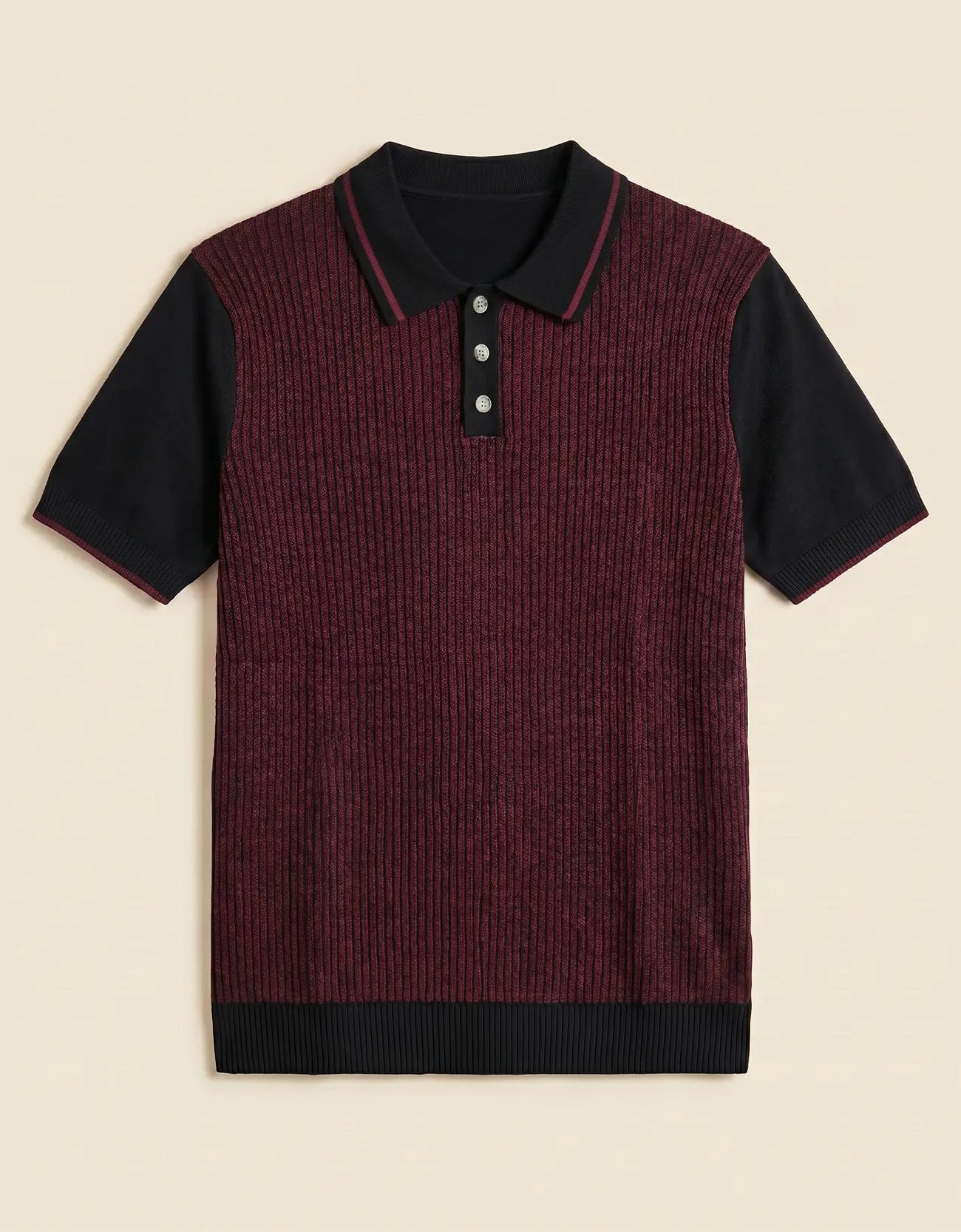 MEN'S RIBBED KNIT POLO SHIRT