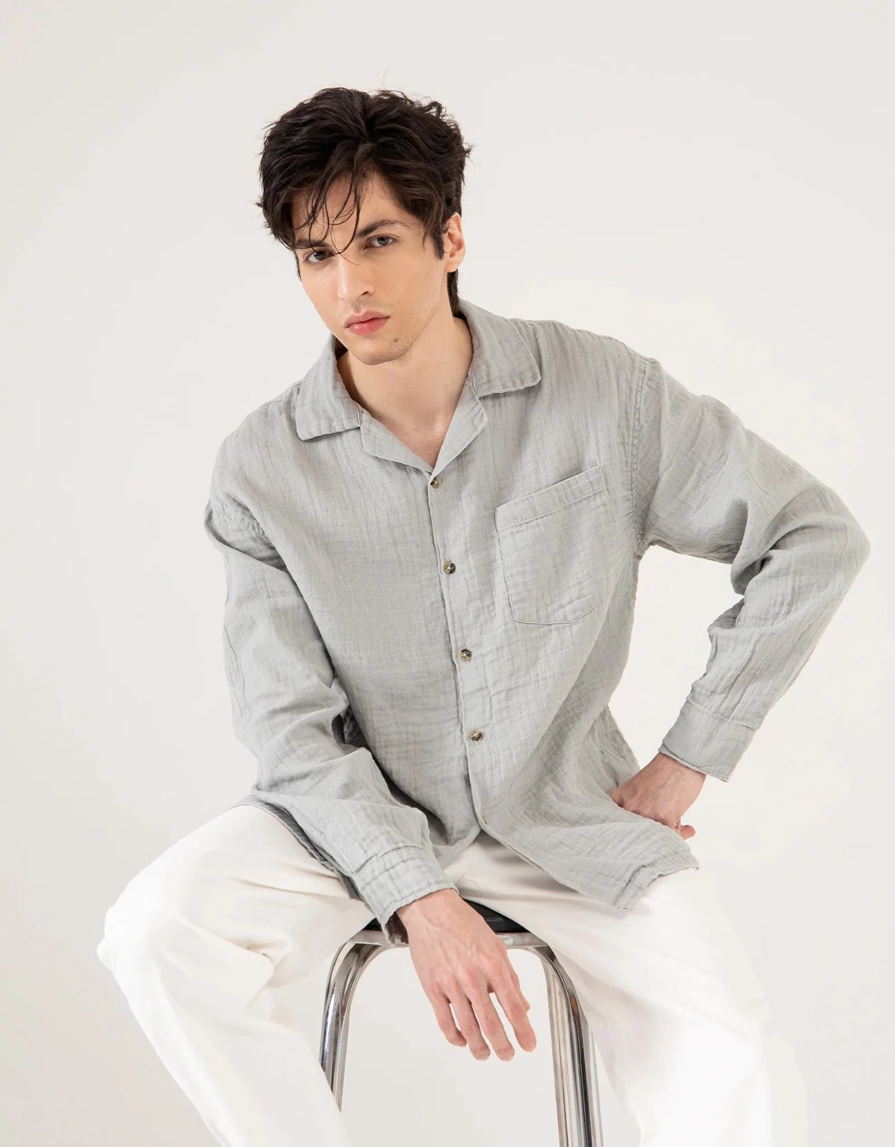 MUSLIN CAMP COLLAR SHIRT