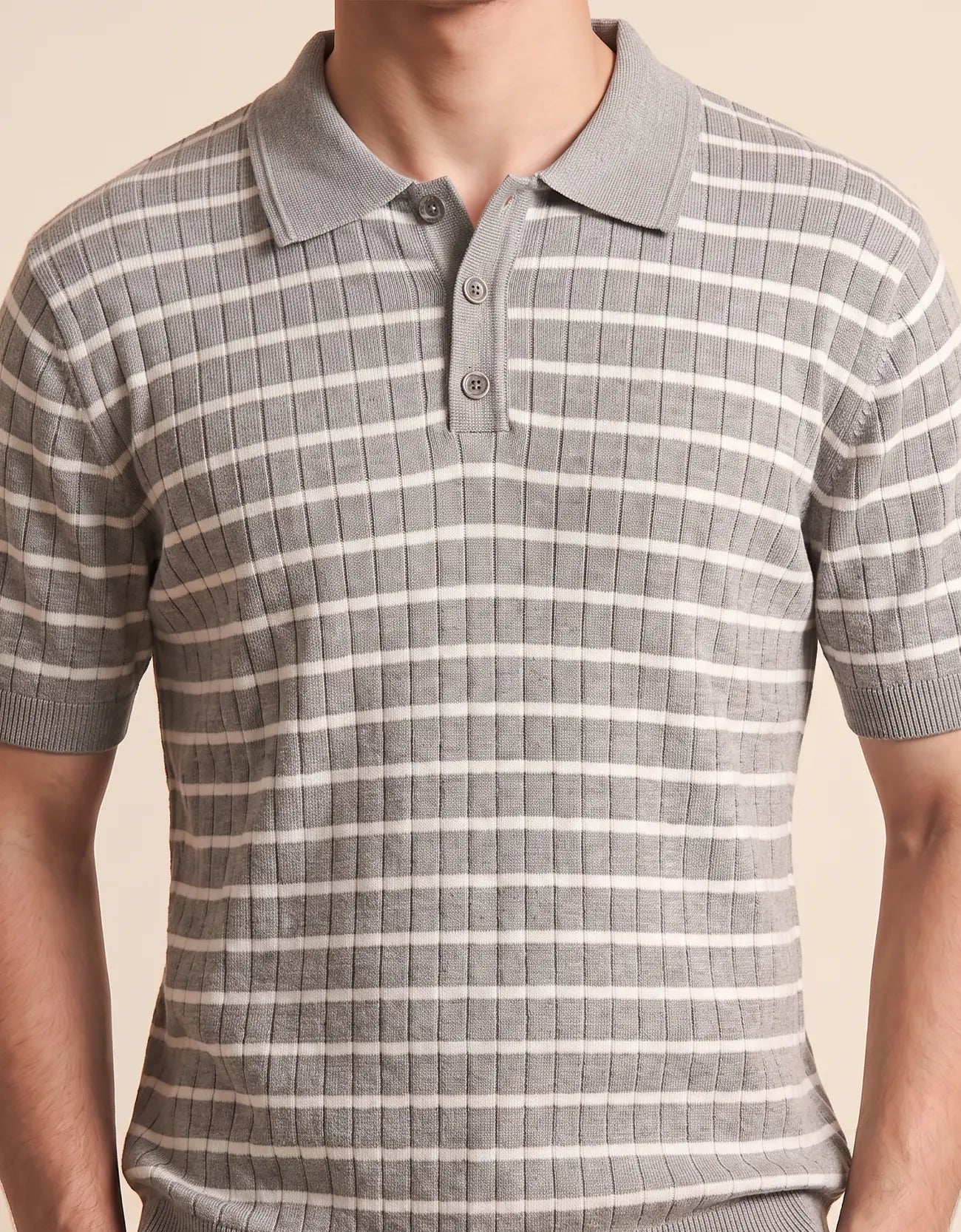 MEN'S STRIPED KNIT POLO