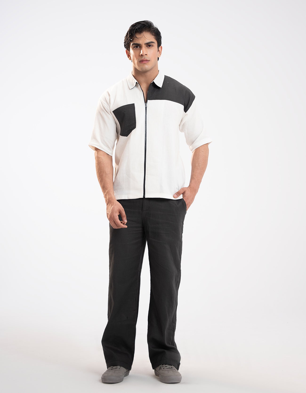 WAFFLE TEXTURED RELAXED PANTS