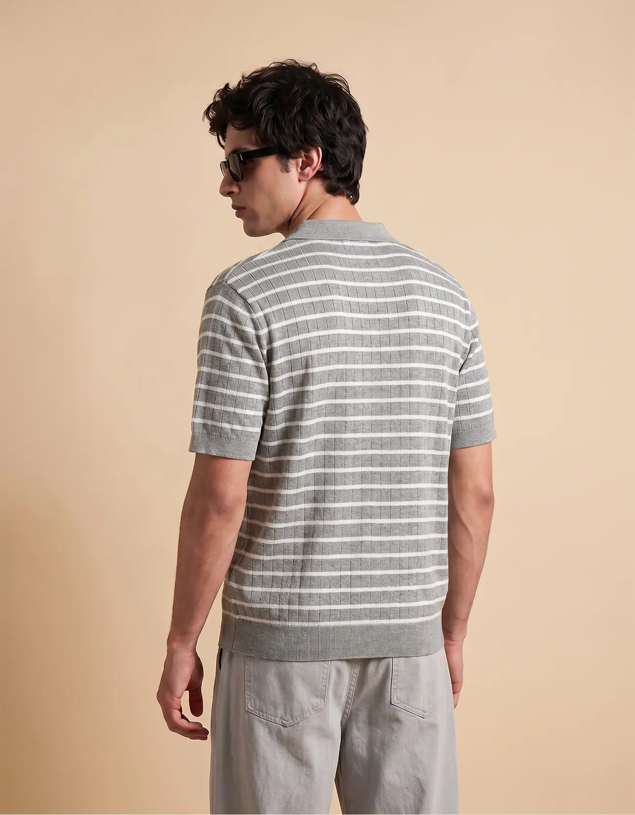 MEN'S STRIPED KNIT POLO
