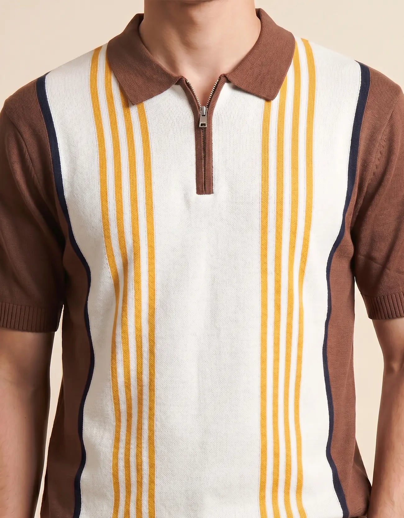 MEN'S ZIPER KNIT POLO SHIRT
