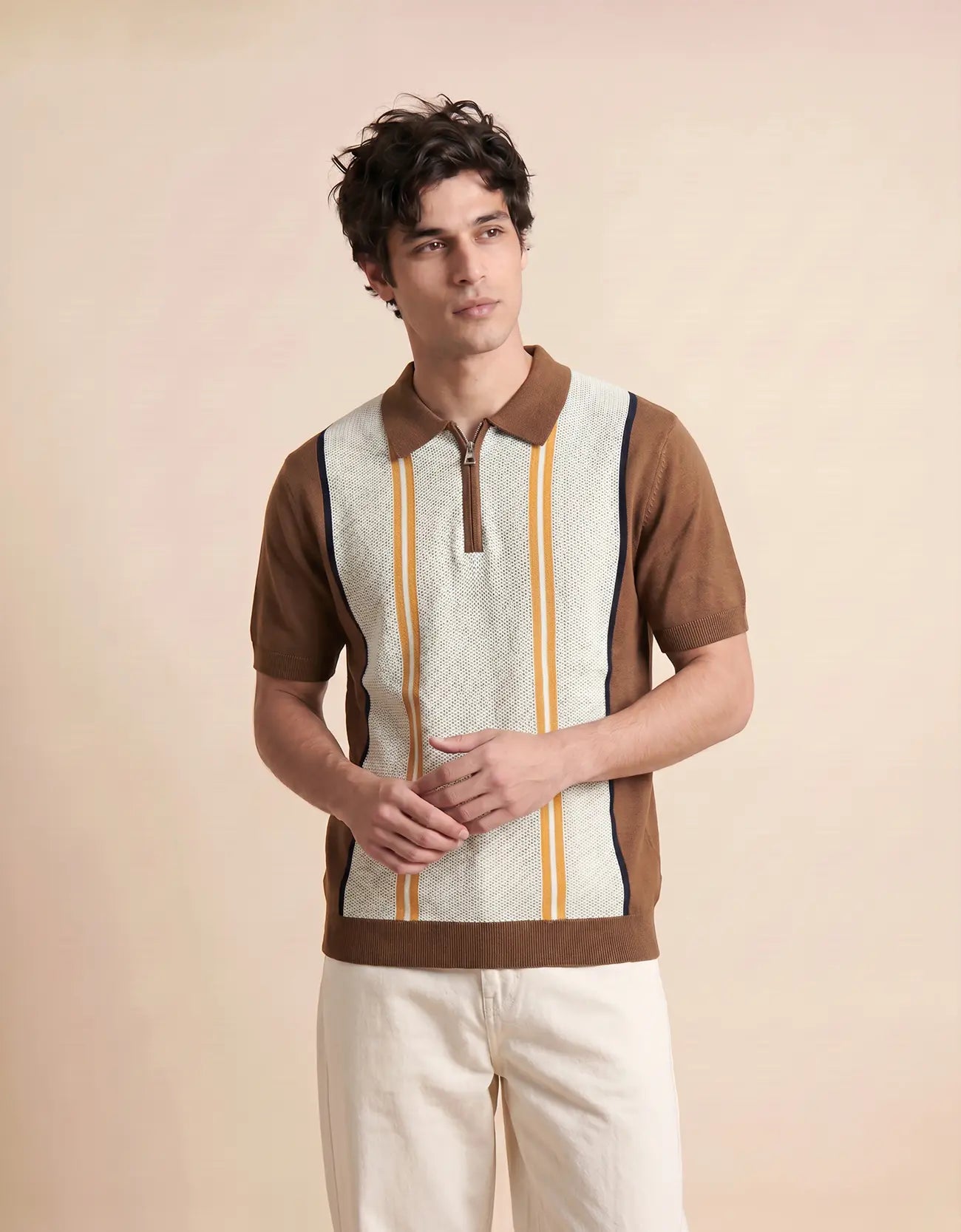 MEN'S ZIPER KNIT POLO SHIRT