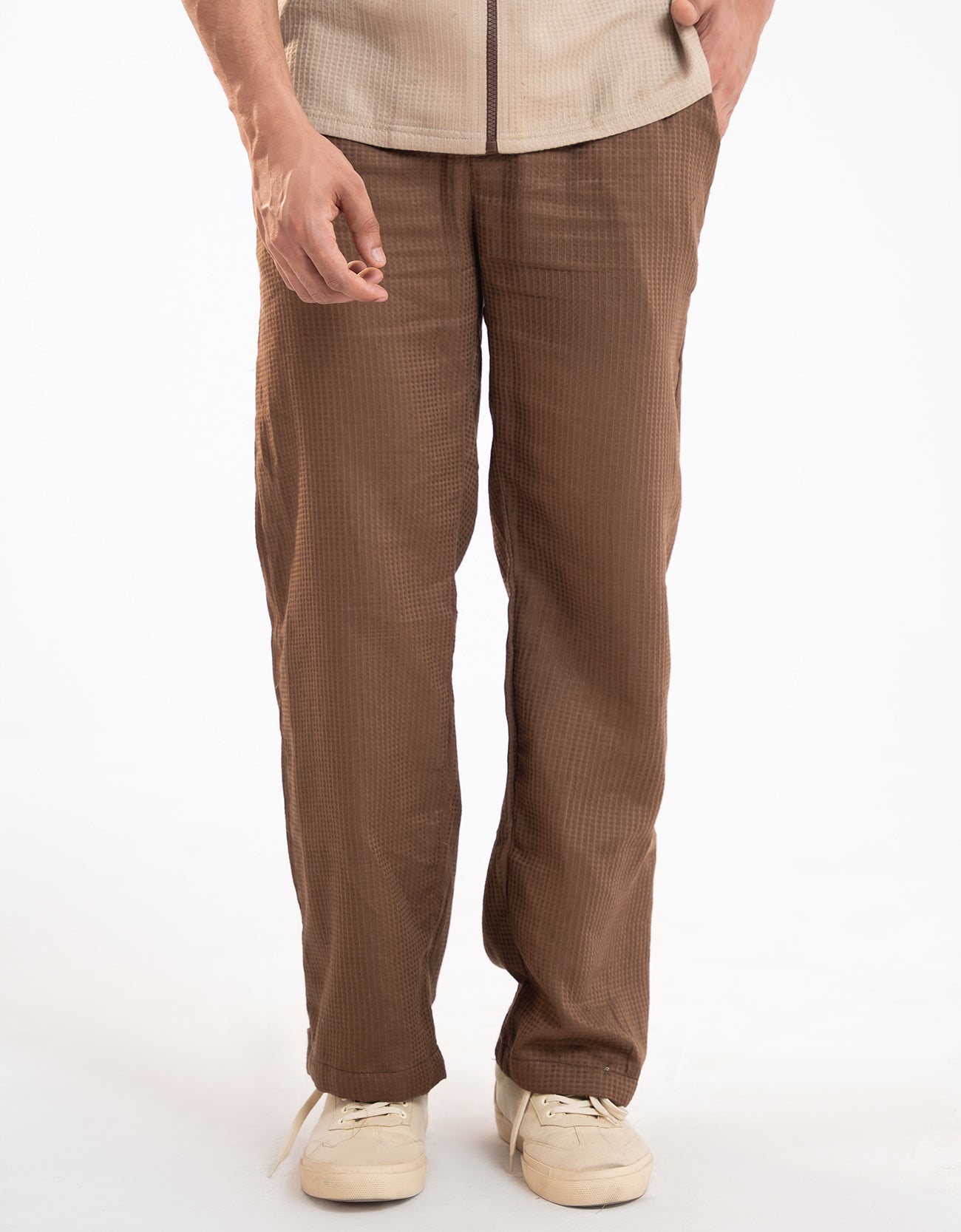 WAFFLE TEXTURED RELAXED PANTS