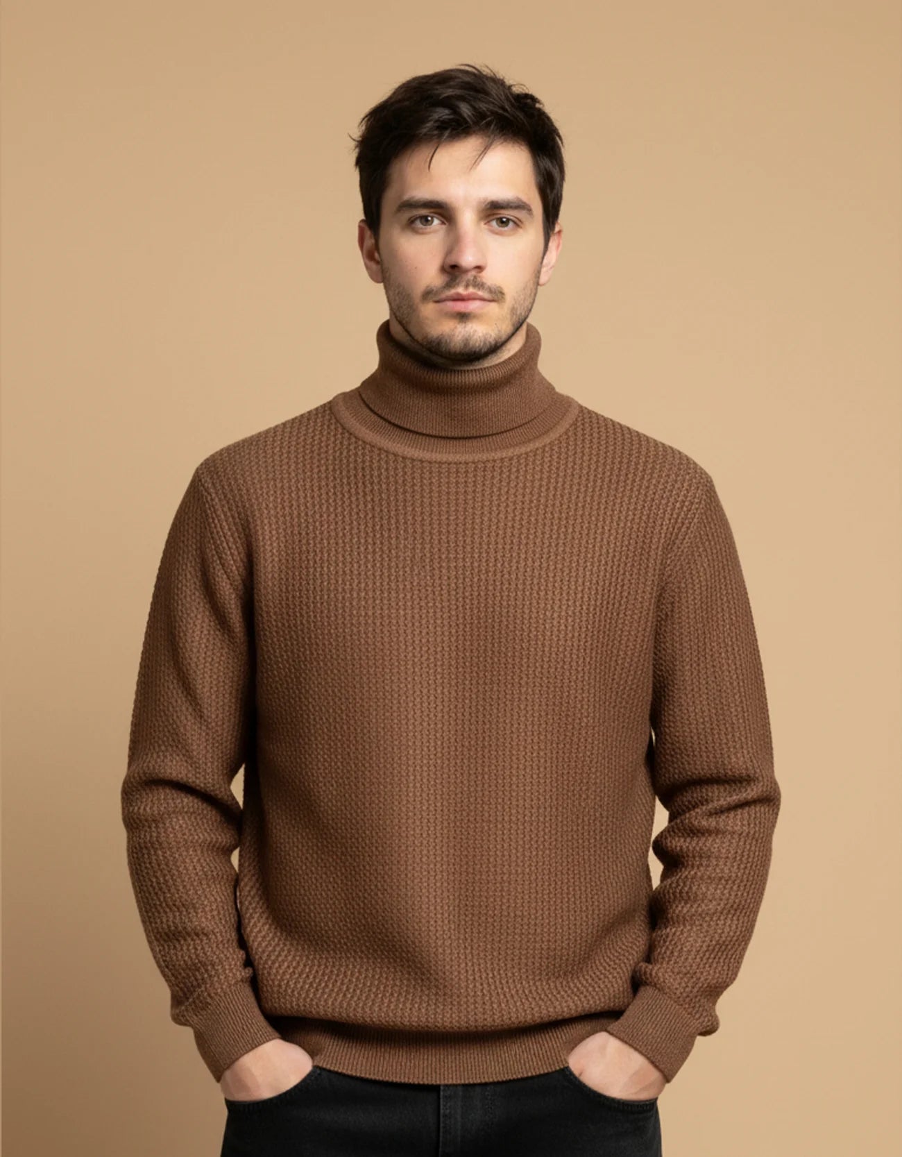 CHAVERON TEXTURED TURTLE NECK