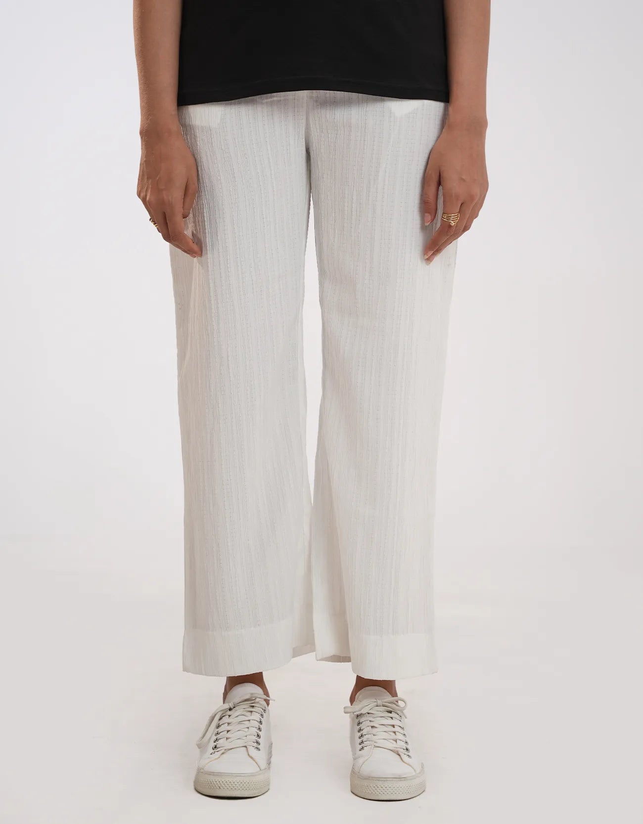 TEXTURED WIDE LEG PANTS