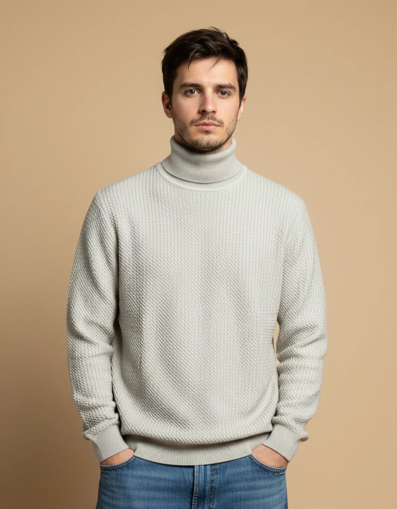 CHAVERON TEXTURED TURTLE NECK