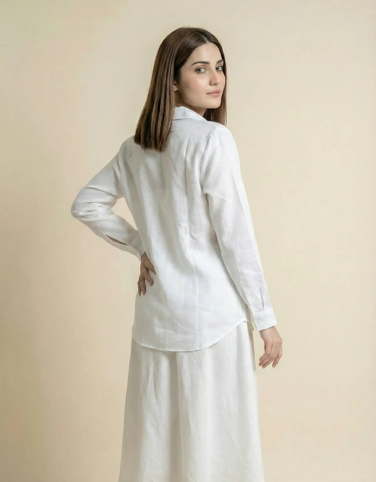 LINEN INVERTED PLEAT TOP