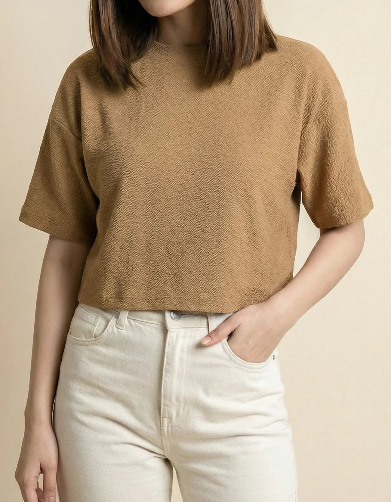 CROP TEXTURED TEE