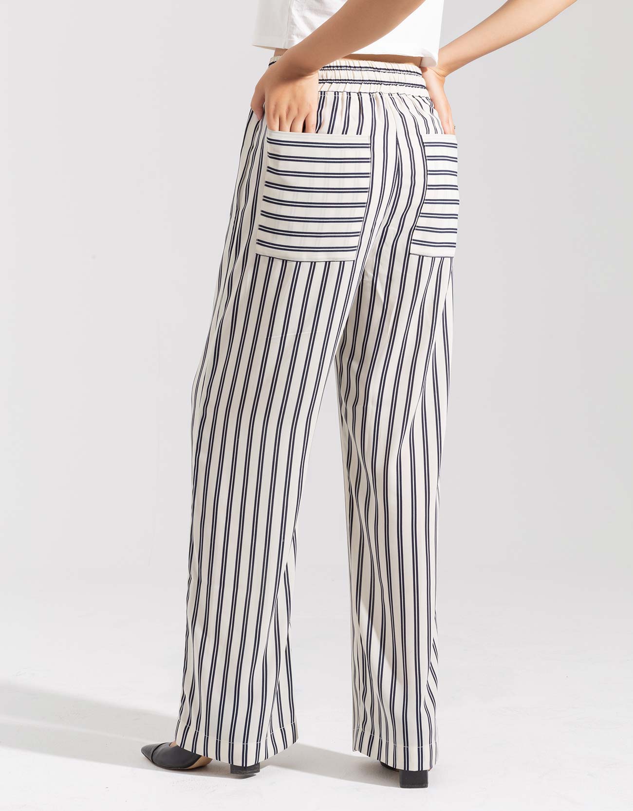 STRIPPED WIDE LEG TROUSERS