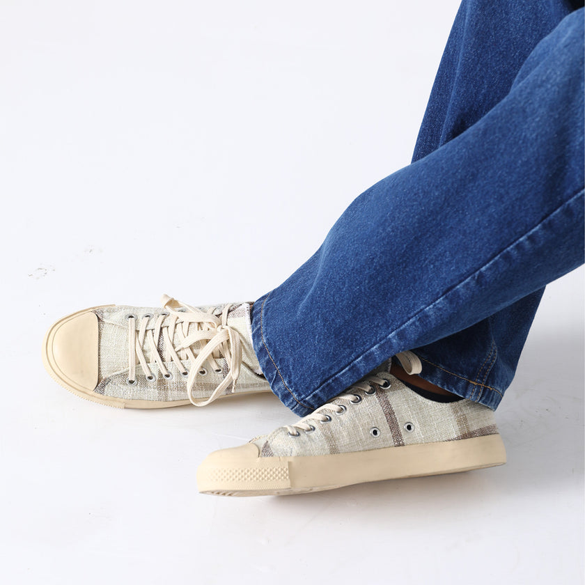 CHECK JUTE LACE-UP SNEAKERS