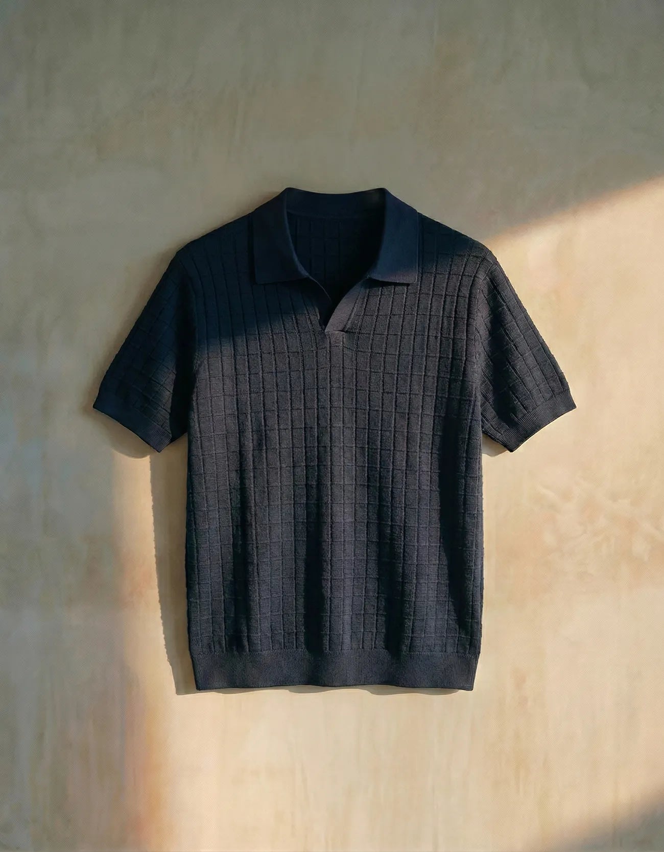RIBBED JOHNNY COLLAR POLO