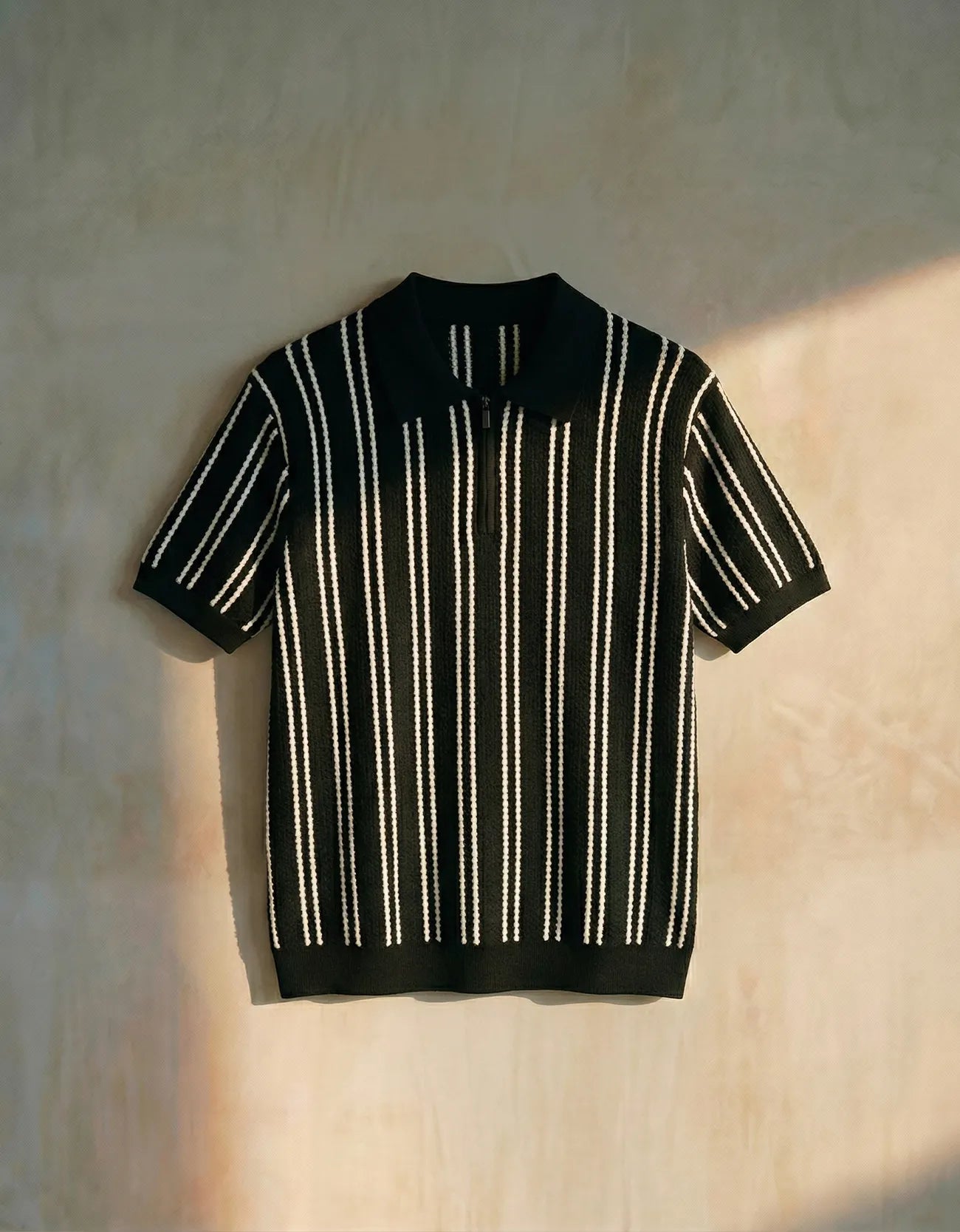 TEXTURED KNIT QUARTER-ZIPPER