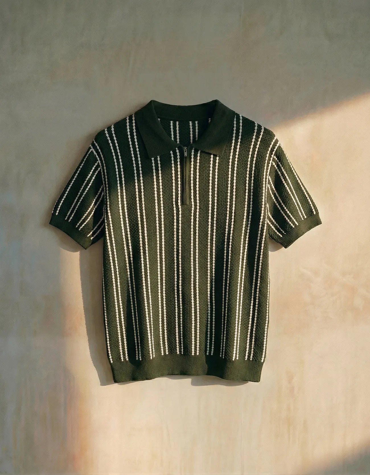 TEXTURED KNIT QUARTER-ZIPPER