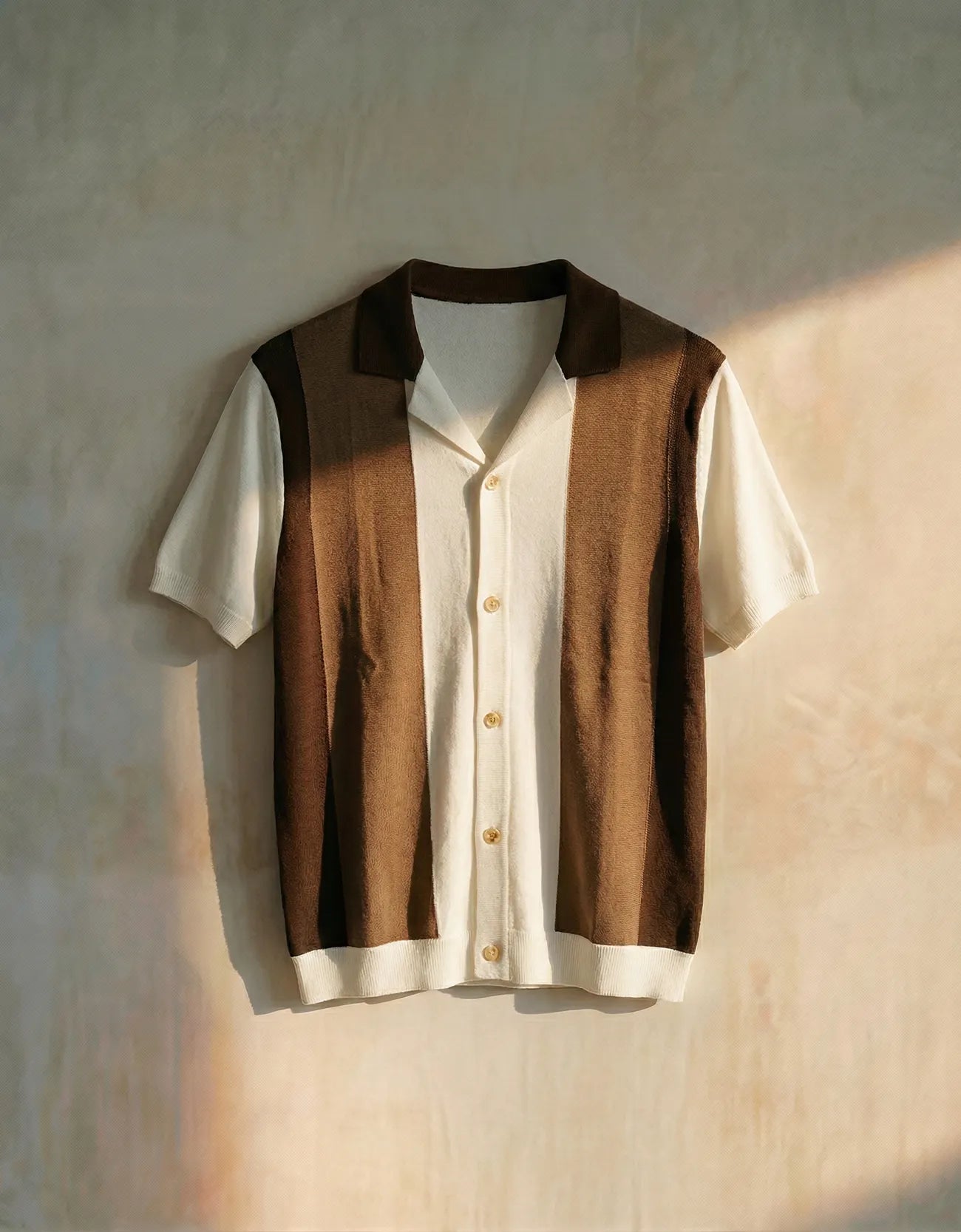 Knitted Textured Camp Collar Shirt