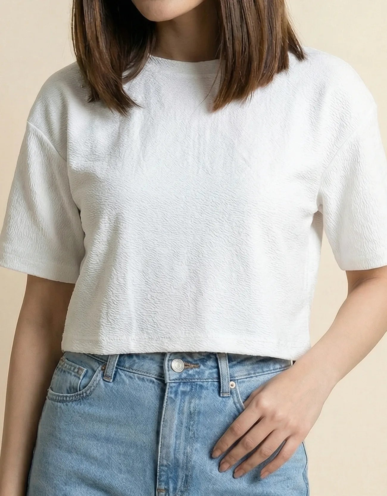 CROP TEXTURED TEE