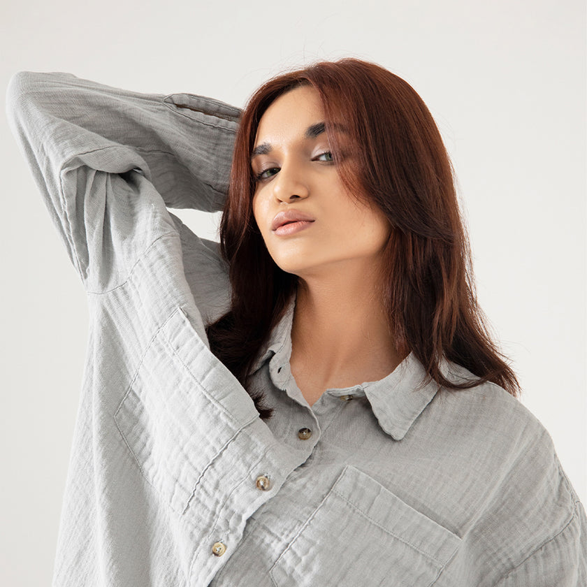 MUSLIN PATCH POCKET SHIRT