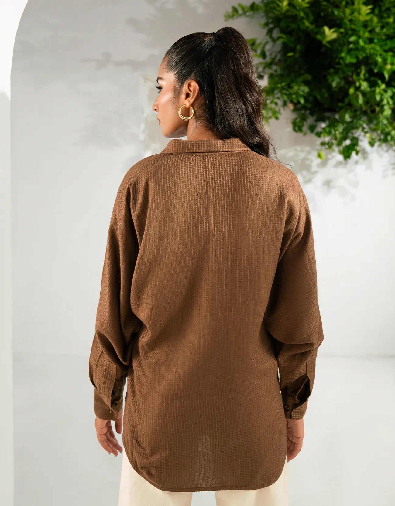 WAFFLE OVERLAPPED BUCKLE SHIRT