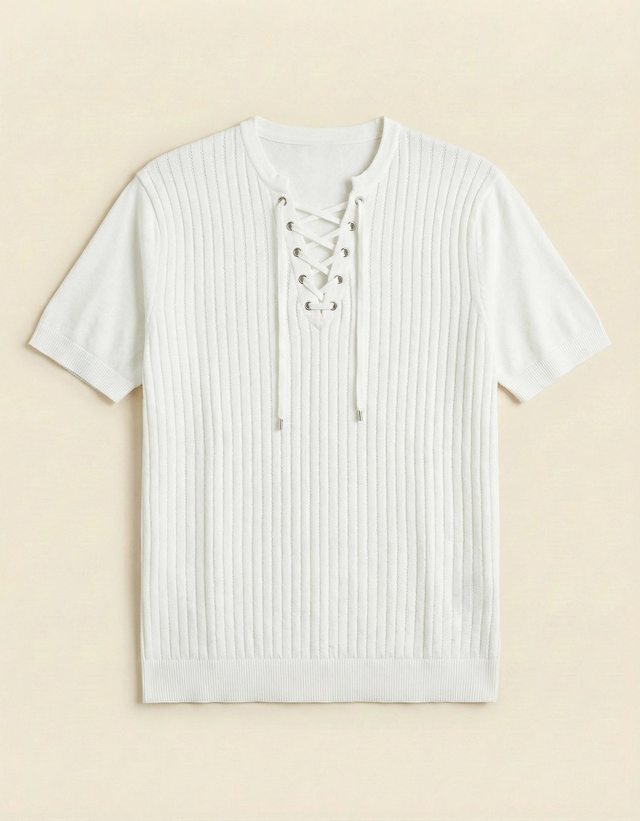 KNITTED LACE-UP SHIRT