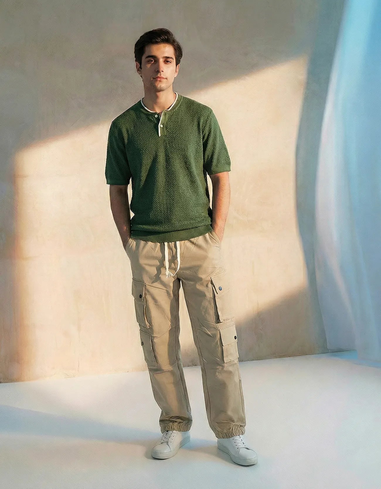 TEXTURED HENLEY SHIRT