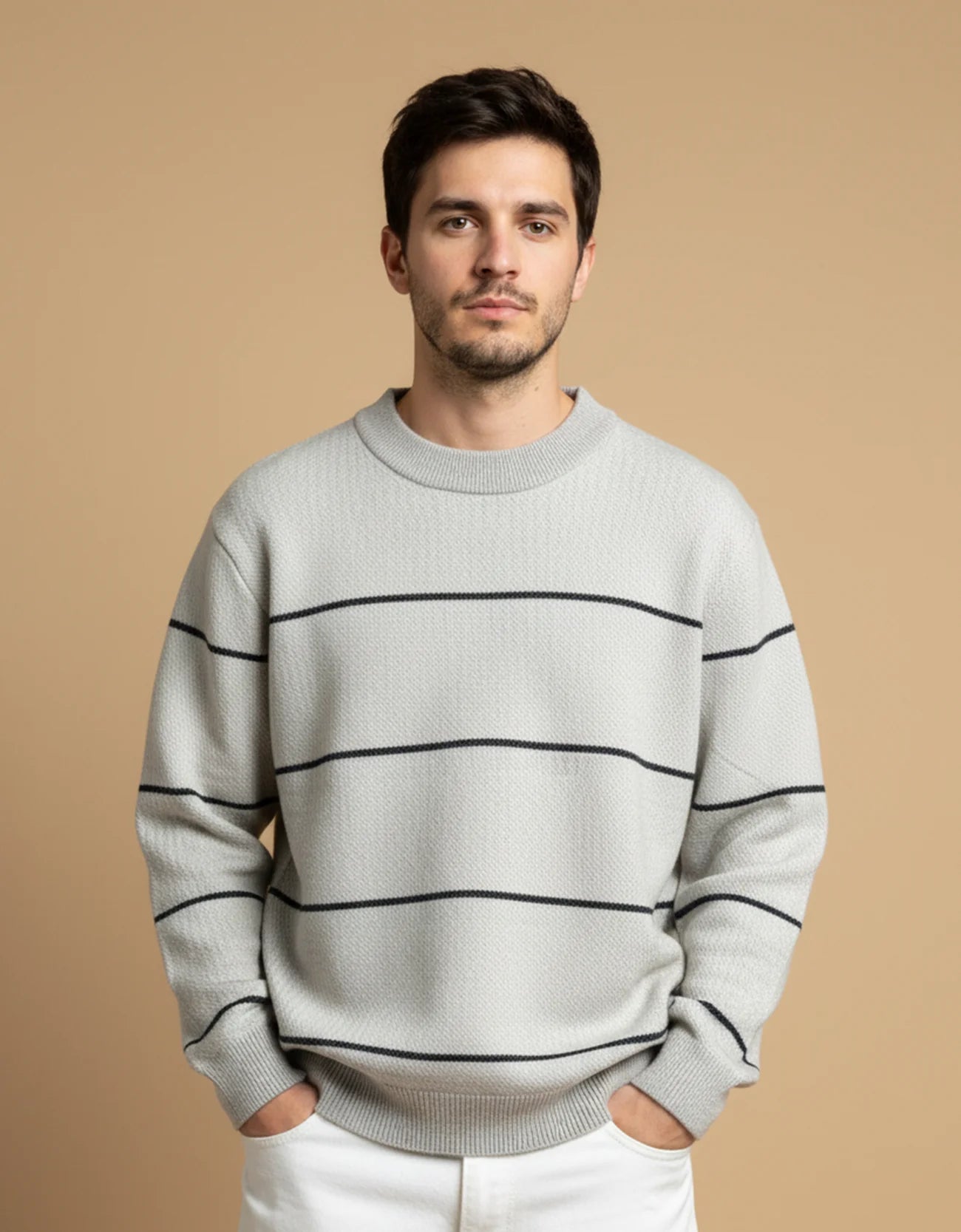 STRIP DETAILED SWEATSHIRT